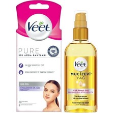 Veet Mucizevi Yağ - Çok Amaçlı Nemlendirici 100 ml + Veet Sir Ağda Bandı Yüze Özel Normal Ci