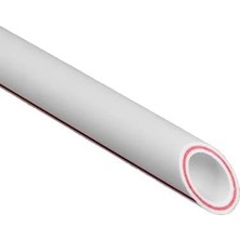 Pprc Boru, Plastik, Tesisat Borusu, 25'lik, Beyaz-Kırmızı Çizgili, 1 Metre