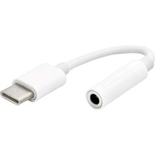 Type-C To 3.5 mm Kulaklık Dönüştürücü Ses Kablosu, Aux ve Hoparlör Adaptörü (Beyaz)