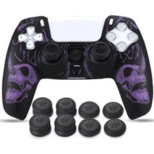 Playstation 5 Controller Ps5 Controller Için Lazer Oyma Silikon Kaplama x 1 (Mor) Pro Thumb Grips x