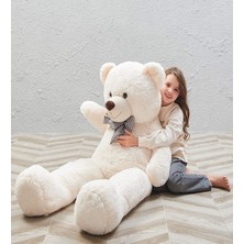 175 cm Papyonlu Dev Boy Peluş Ayı -% 100 Yerli Beyaz