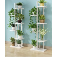 Adımshops Çiçeklik, 6 Bölmeli Raf, Metal Çerçeveli Dikey Beyaz Çiçeklik 6003472481