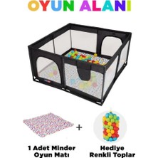 Tommybaby Güvenli Bebek ve Çocuk Oyun Alanı Oyun Parkı 125X125 Oyun Matı Topları Yatak