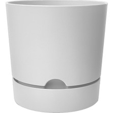 Begonya Saksı Tabaklı Drenajlı Mat Plastik Çiçek Saksısı (1 Adet, 5 Litre, 21CM, Beyaz)