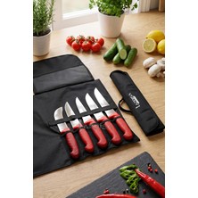 Silver Serisi Çantalı 5 Li Mutfak Bıçak Seti Gastronomi Mutfak Bıçak Seti (MFT-254)