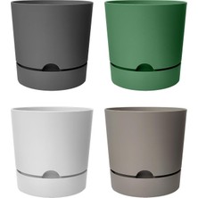 Begonya Saksı Tabaklı Drenajlı Mat Plastik Çiçek Saksısı (4 Adet, 5 Litre, 21CM, Karışık)