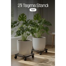 Siyah Ikili Metal Tekerlekli Çok Amaçlı Taşıma Standı Çiçek, Damacana, Tüp Altlığı, Ağ