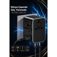 25W Evrensel Seyahat Şarj Adaptörü Fiş / Ac Priz Dönüştürücü / 2xtype-C / 1xusb-A / Us Eu