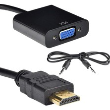 HDMI To VGA Ses Destekli Dönüştürücü Kablo Çevirici Adaptör 4488