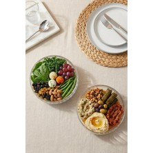 Selen Concept El Yapımı Büyük Boy Cam Salata Kasesi 2'li Set