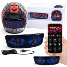 Coverzone Motosiklet Kaskı LED Panel - Bluetooth Uygulamalı, USB Şarjlı, Programlanabilir Arka I