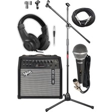 Mga-50-Pak Elektro Gitar Amfisi 50 Watt USB Bluetooth Şarjlı 4 Girişli (Mikrofon Kulaklık Stand