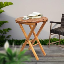 60X50X40 cm Ahşap Katlanır Yuvarlak Kamp Masası | Piknik, Bahçe ve Balkon | Kolay Taşımalı -