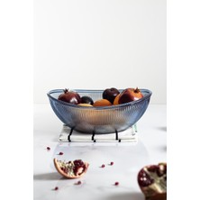 Akrilik Barok Lacivert Büyük Oval Meyve & Salata Kasesi & Karıştırma Kabı / 3,3 Lt (Cam Deği