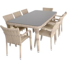 Peter 100X215 Rattan Bahçe Masa Takımı