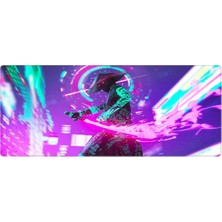 Gaming Mouse Pad 70X30 Mouse Pad Xl Büyük Oyuncu Mouse Pad Speed Mousepad (Neon Samurai, 70X30 cm