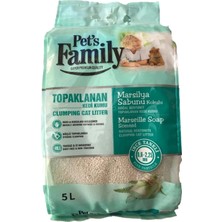 Pets Family Topaklanan Marsilya Sabunu Kokulu Doğal Bentonit Ince Taneli Premium Kedi Kumu 5 L
