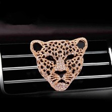 Leopar Desenli Araç Kokusu, Gold ve Gümüş Renk Klipsli Tasarım (Gold, Tek Ebat)