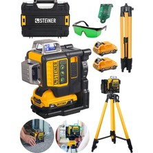 Alman 36 V 5 Ah Profesyonel Çift Akülü 12 Köşe 360° Otomatik Lazer Hizalama + Tripod Hediyeli