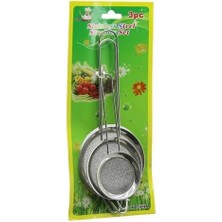 Tel Süzgeç Seti, 3 Parça, Metal Çerçeve, Metal Sap, Mini Boyutlar 5-7-8 Cm, Sap Uzunluğu 8.5-1