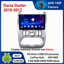 SBAID Dacia Duster 2010-2012 Yıl Uyumlu 4GB Ram 64GB Rom Hafıza Android Kablosuz Carplay Navigasyon Multimedya 9 Inç Ekran Hediye Görüş Kamerası Hediye Çerçevesi
