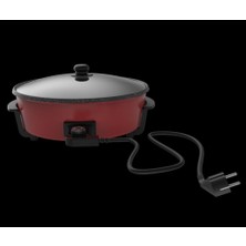 King K2101 Tavazade Çok Amaçlı Pizza Tavası | 40 Cm, 7l, 1200W, Cam Kapak