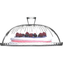 Pasabache Cam Kek Cam Cloche Kek Standı Pasta Kubbe Plaka Kapağı 32 cm Desen