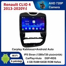 SBAID Conio Renault CLIO 4 2013-2020 Yıl uyumlu 4GB Ram 64GB Rom Hafıza Android Kablosuz Carplay Navigasyon Multimedya 10 Inç Ekran Hediye görüş kamerası Hediye Çerçevesi 4+64