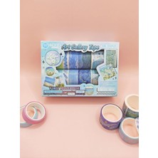 Art Vintage Washi Tape Bant Yapışkanlı Maskeleme Kağıdı Desenli Bant 12'li - Mavi Van Gogh Tab