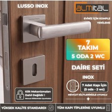 Lusso Inox 5 Adet Oda 2 Adet Wc Kare Rozetli Kapı Kolu Set