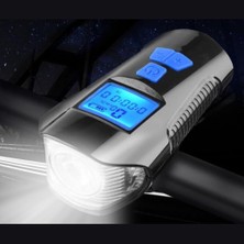 Kornalı Bisiklet ve Scooter Feneri LCD LED Ön Farı 120DB USB Şarjlı Su Geçirmez Yol Bilgisayar