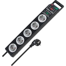 Brennenstuhl Super-Solid Surge Protection 13.500 A 5'li Priz, Siyah