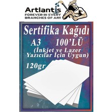 A3 Sertifika Kağıdı Kalın 100 Adet Gramajlı Fotokopi Kağıdı 120 gr Tüm Yazıcılara Uyumlu