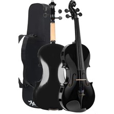 HGA44BK-STYS Full Siyah Set Keman 4/4, Taşıma Çantası, Yay, Reçine, Yastık, Stand, Susturucu,