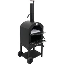 Çok Amaçlı Paslanmaz Çelik Barbekü Krom Kapaklı + Izgaralı Pizza Taşlı -Ekmek-Mangal Fırı