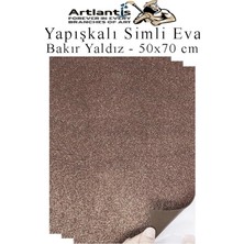 Kahverengi Yapışkanlı Simli Eva 50X70 cm 3 Adet Simli Yapışkanlı Eva Süngeri Okul Kreş Anas�