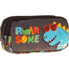Kids Dinazor Roar Some Baskılı Sarı - Mavi Erkek Çocuk Okul Kalemliği Kalem Çantası - L5396