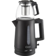 Kiwi KTM-2907 Çay Yapma Makinesi, 1.8 L Kettle ve 0.9 L Demlik Kapasitesi, Siyah