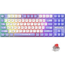 Ajazz AK870 Mc Kablolu Mekanik Oyun Klavyesi Mor Klavye Red Switch