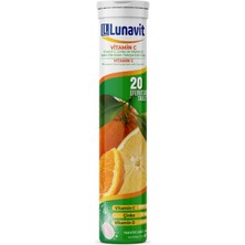 Lunavit Vitamin C, Çinko ve Vitamin D Içeren 20 Efervesan Tb