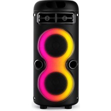 Büyük Boy Şarjlı Rgb Işıklı Hoparlör, 2 Adet 4 Inch Bass Destekli 360° Stereo 3600 Mah Şar