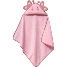 Wildhugs 3D Kapüşonlu Bebek Havlusu – Yumuşak Pamuk, 75X80 Cm,0–12 Ay (Pembe)