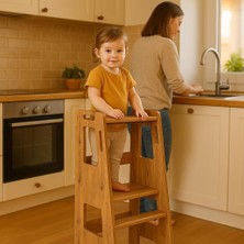 Pratikoutdoor Montessori Çocuk Öğrenme Kulesi, Çocuk Merdiveni - 18MM Mdf