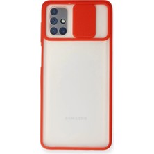 Eseno Select Samsung Galaxy M51 Kılıf Palm Buzlu Kamera Sürgülü Silikon - Kırmızı