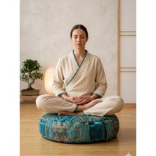Karabuğday Kabuğu Dolgulu Meditasyon Minderi, Geniş Yoga Minderi, Premium Italyan Kumaş Kılıf,