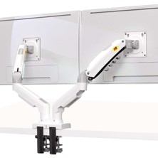 Nb F160 Beyaz 17-27 Çift Kol Monitör Tutucu 2-9 kg Amostisörlü Vesa Monitör Standı