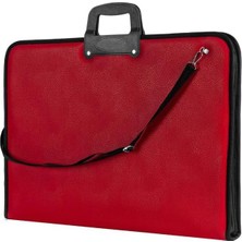 Kırmızı Resim Çantası Fermuarlı Kulplu 37X54 cm 1 Adet Teknik Resim Dosya Çantası 35X50 cm A