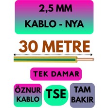 Öznur 2,5 mm Nya Kablo, 30 Metre, Sarı-Yeşil