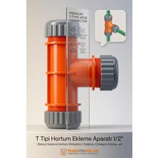 Transformacion T Tipi Hortum Ekleme Aparatı 1/2" / Bahçe Sulama Hortum Birleştirici, Dağıtıcı
