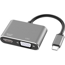 USB Type C To HDMI VGA 3.1 4K Çevirici Dönüştürücü Adaptör